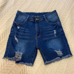 Stretchy Ripped Jean Shorts